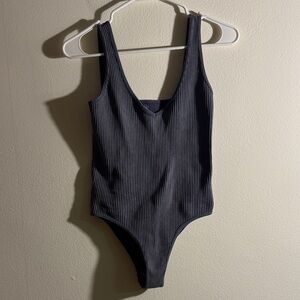 Ribbed Purple/Grey Bodysuit